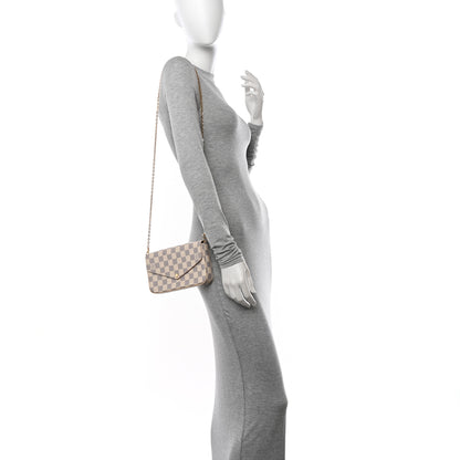 Louis Vuitton Damier Azur Pochette Felicie Chain Wallet Rose Ballerine 2 of 14