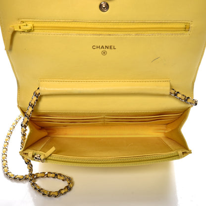 Chanel Lambskin Quilted Wallet on Chain WOC Yellow 5 of 21