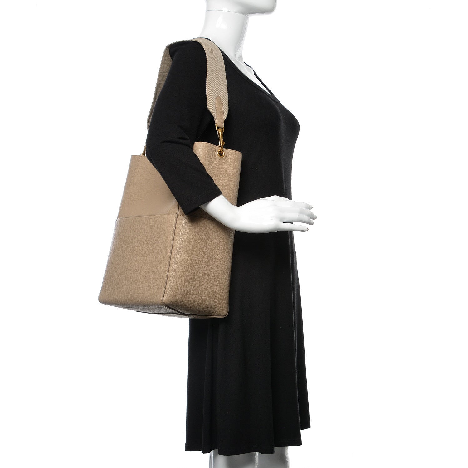 Celine Soft Grained Calfskin Sangle Bucket Bag Dune 2 of 9