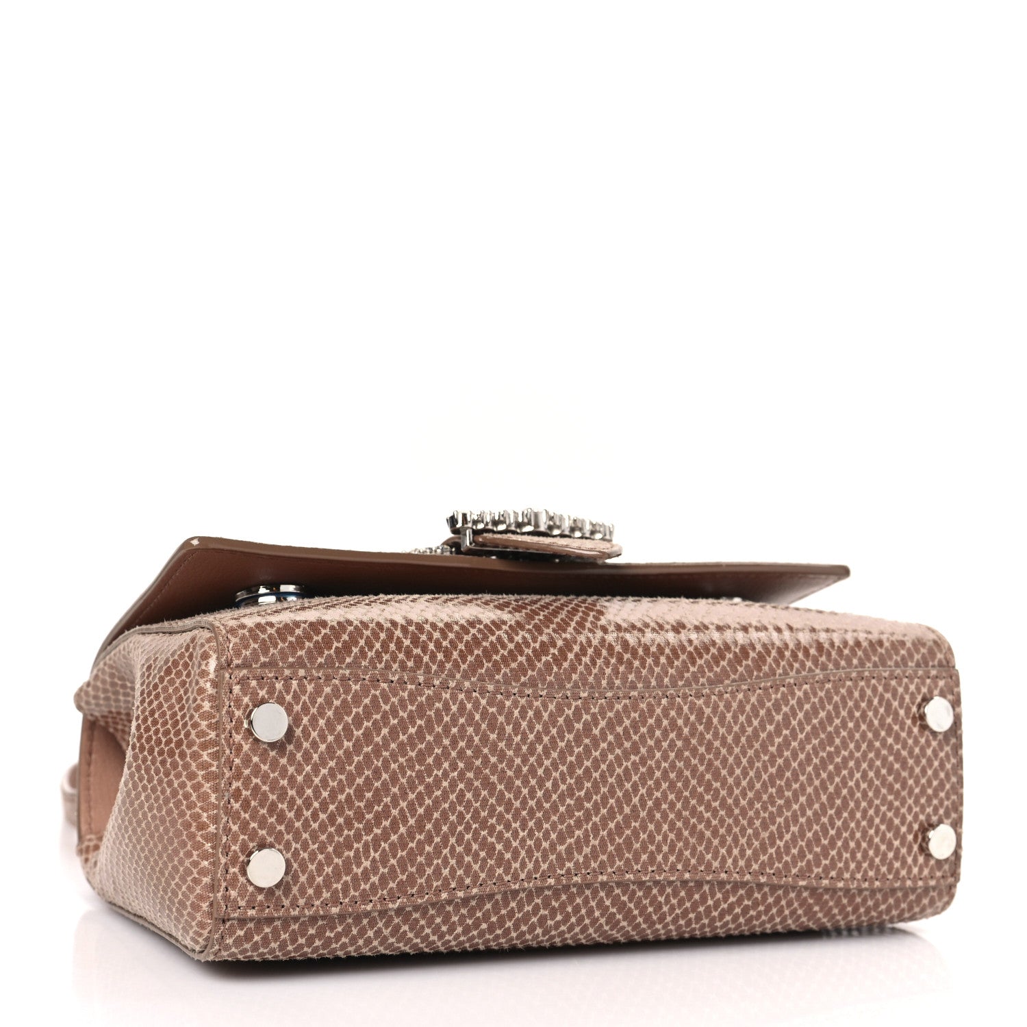 Jimmy Choo Calfskin Lizard Embossed Small Cheri Top Handle Bag Beige 4 of 8