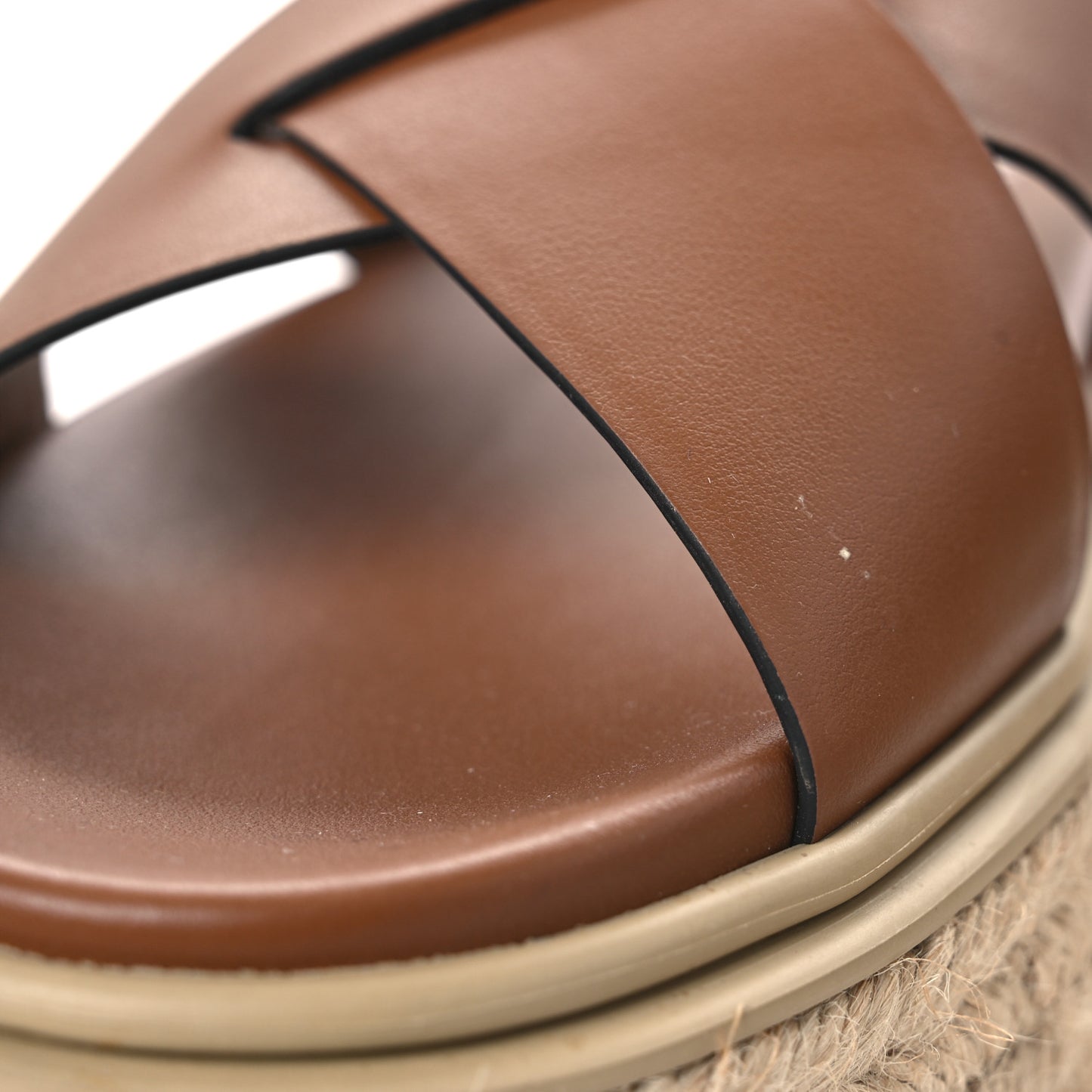Vitello Soft Espadrilles Platform Sandals 39.5 Cognac