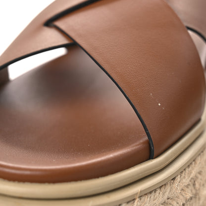 Prada Vitello Soft Espadrilles Platform Sandals 39.5 Cognac 11 of 12