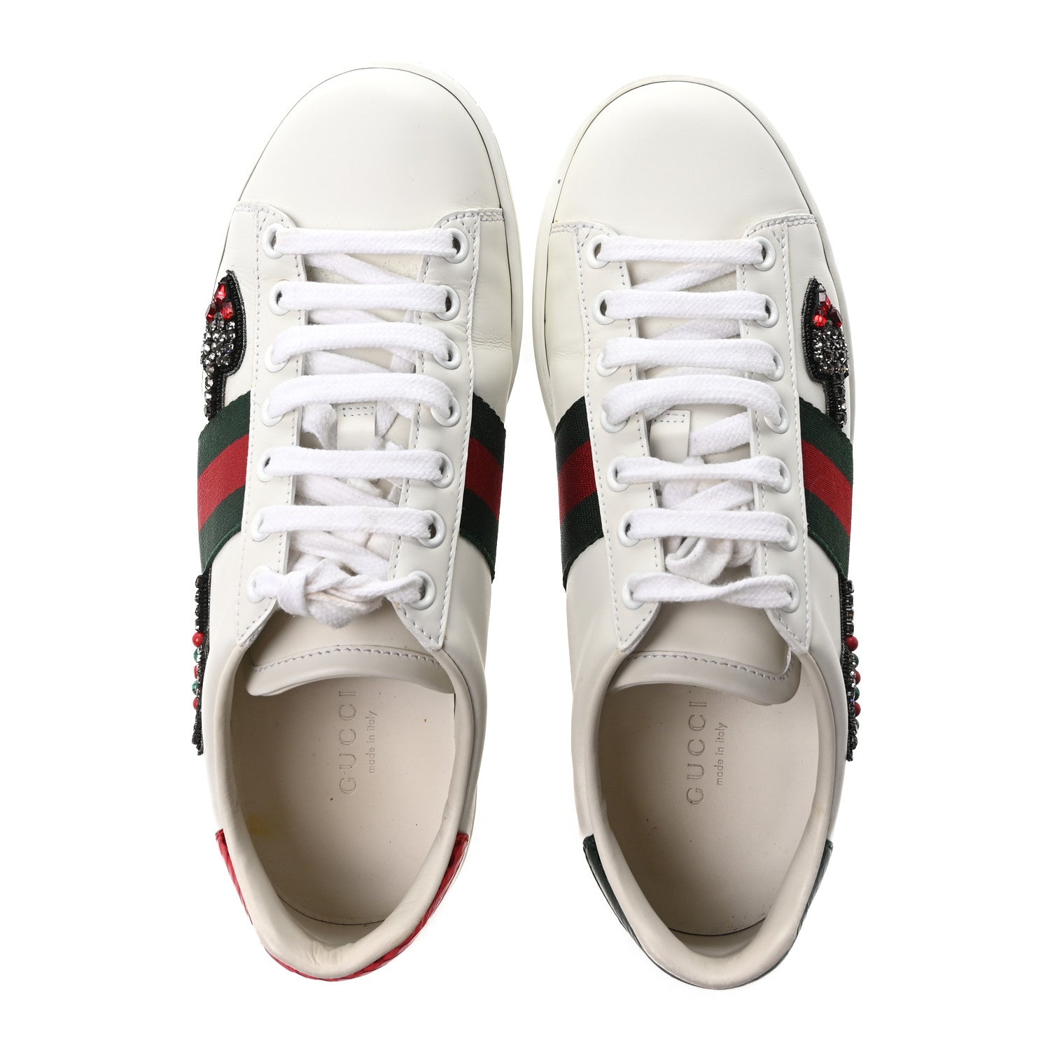Gucci Calfskin Web Studded Womens Arrow Ace Sneakers 36 White 2 of 10