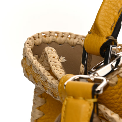 Fendi Cuoio Romano Selleria Raffia Bi-Color Woven Medium Peekaboo X-Lite Sunflower Paglia 21 of 25
