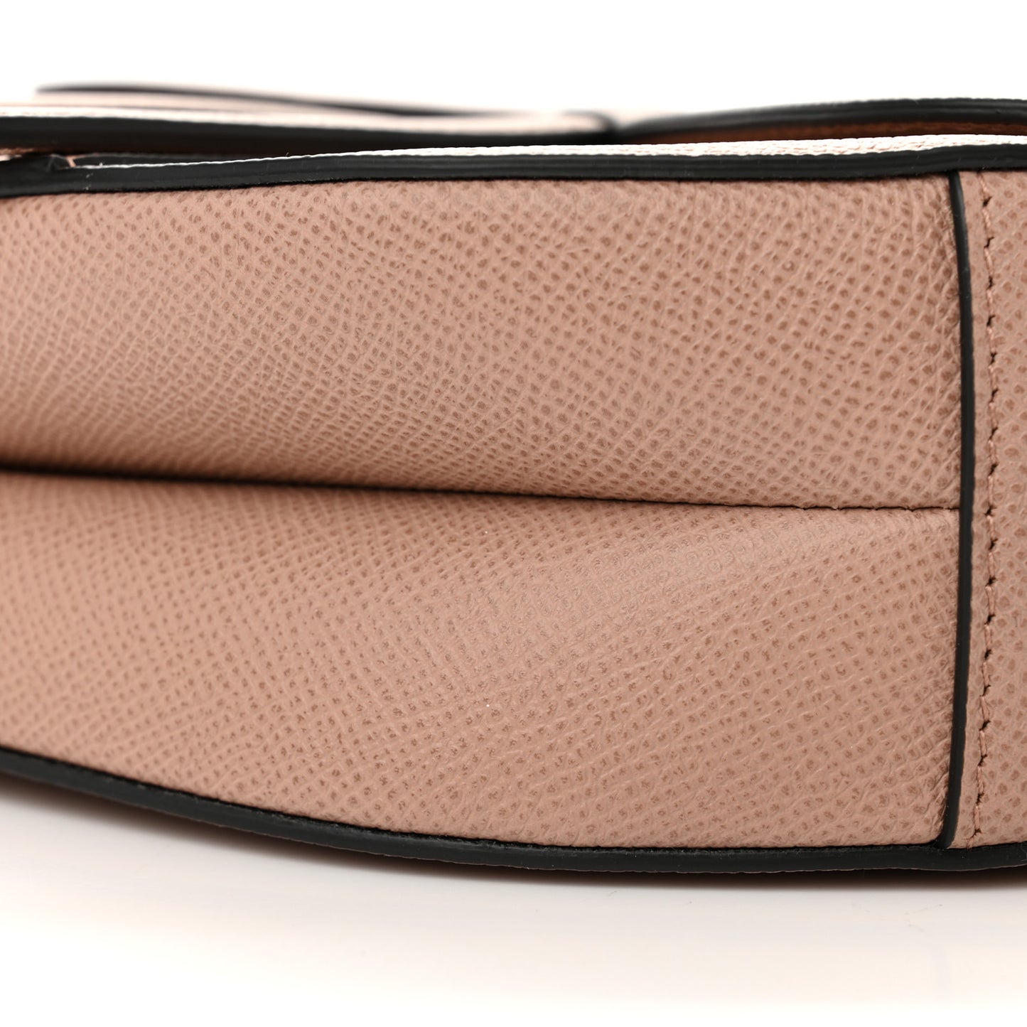 Grained Calfskin Saddle Bag With Strap Blush