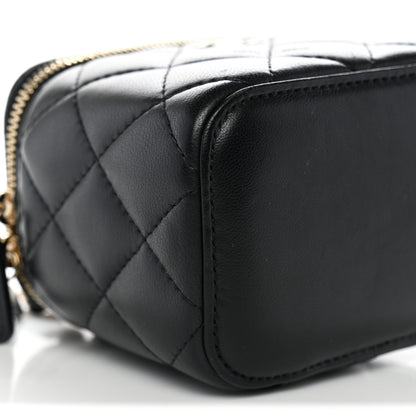Chanel Lambskin Quilted Mini Vanity Case With Chain Black 9 of 10
