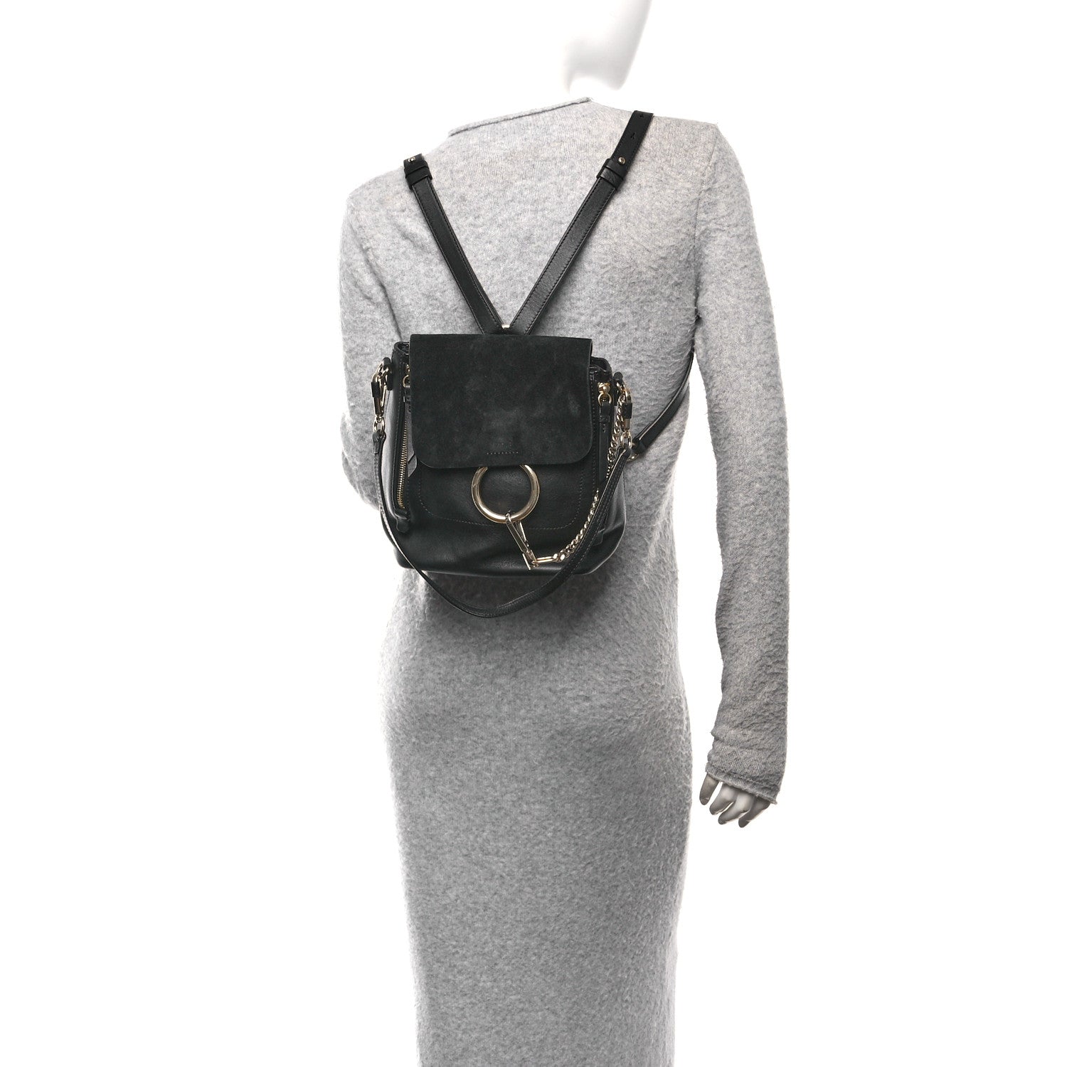 Chloe Suede Calfskin Small Faye Backpack Black 2 of 10