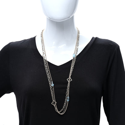 David Yurman Sterling Silver Diamond Blue Topaz Quatrefoil Long Necklace 3 of 4