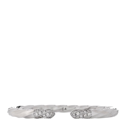David Yurman Sterling Silver Diamond Cable Edge Bracelet 1 of 3