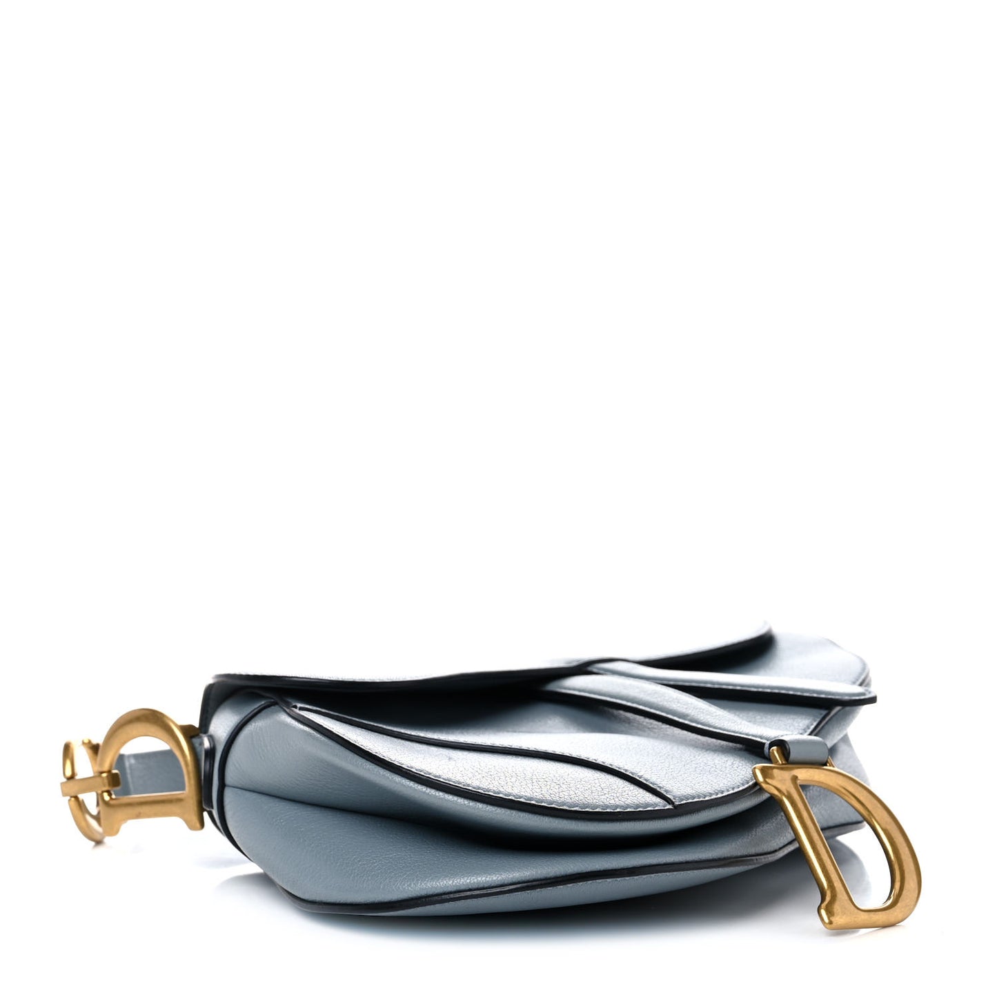 Shiny Goatskin Saddle Bag Cloud Blue