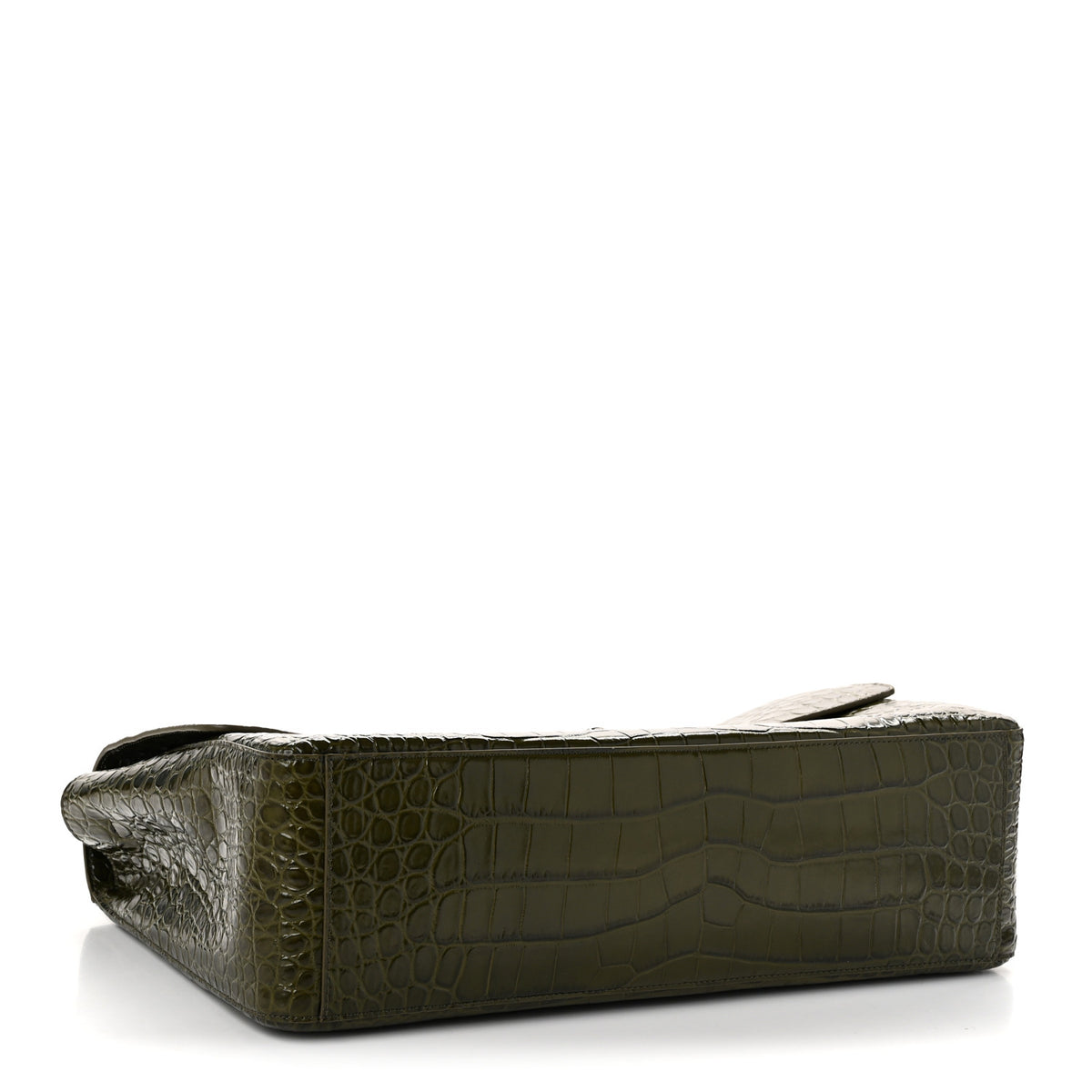 Calfskin Crocodile Embossed Calfskin Souplissimo Maxi Flap Khaki