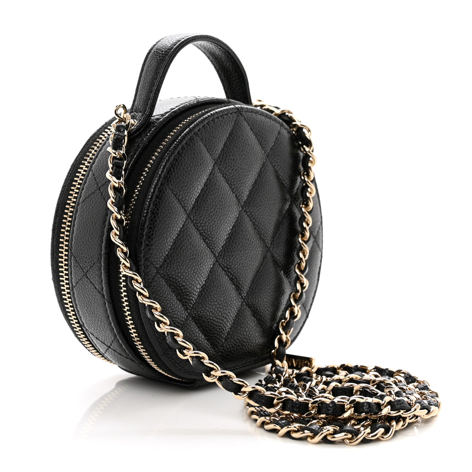 Chanel Caviar Quilted Round Handle With Care Vanity With Chain Black 3 of 9