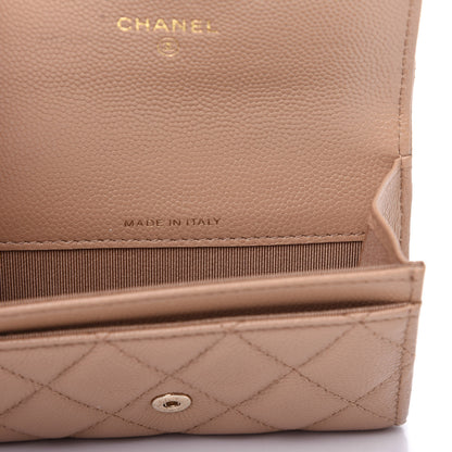 Chanel Caviar Quilted Flap Card Holder Wallet Beige 7 of 9