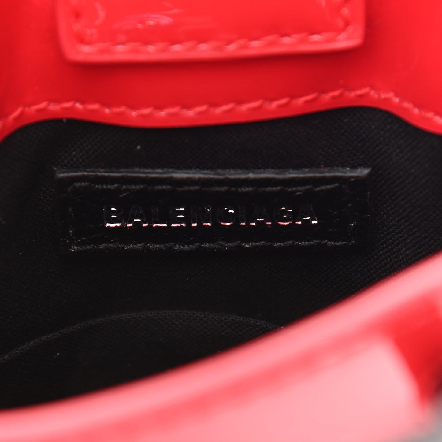 Patent Calfskin Logo Shopping Phone Holder Bag Bright Red