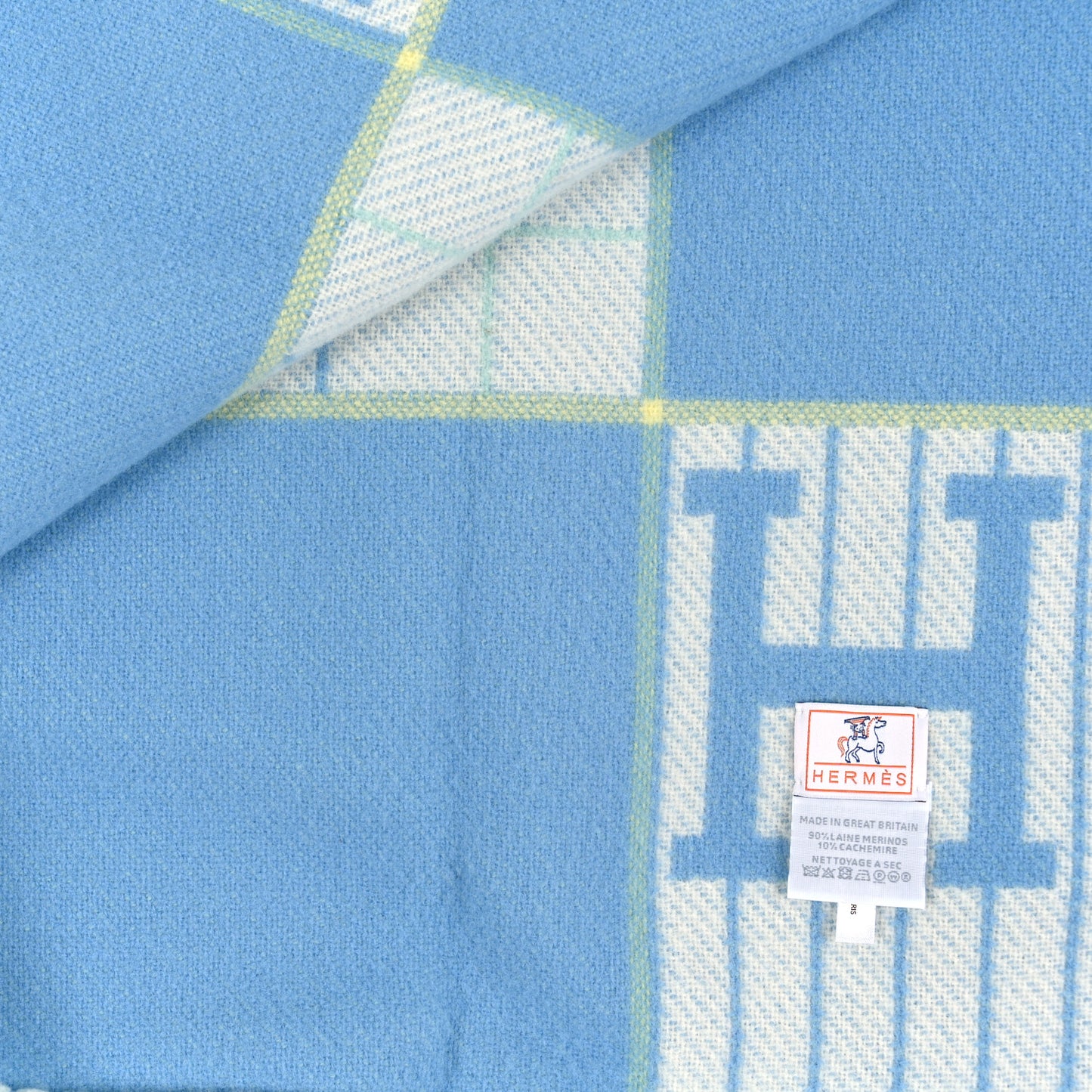Wool Cashmere Avalon Passe-Passe Blanket Bleuet