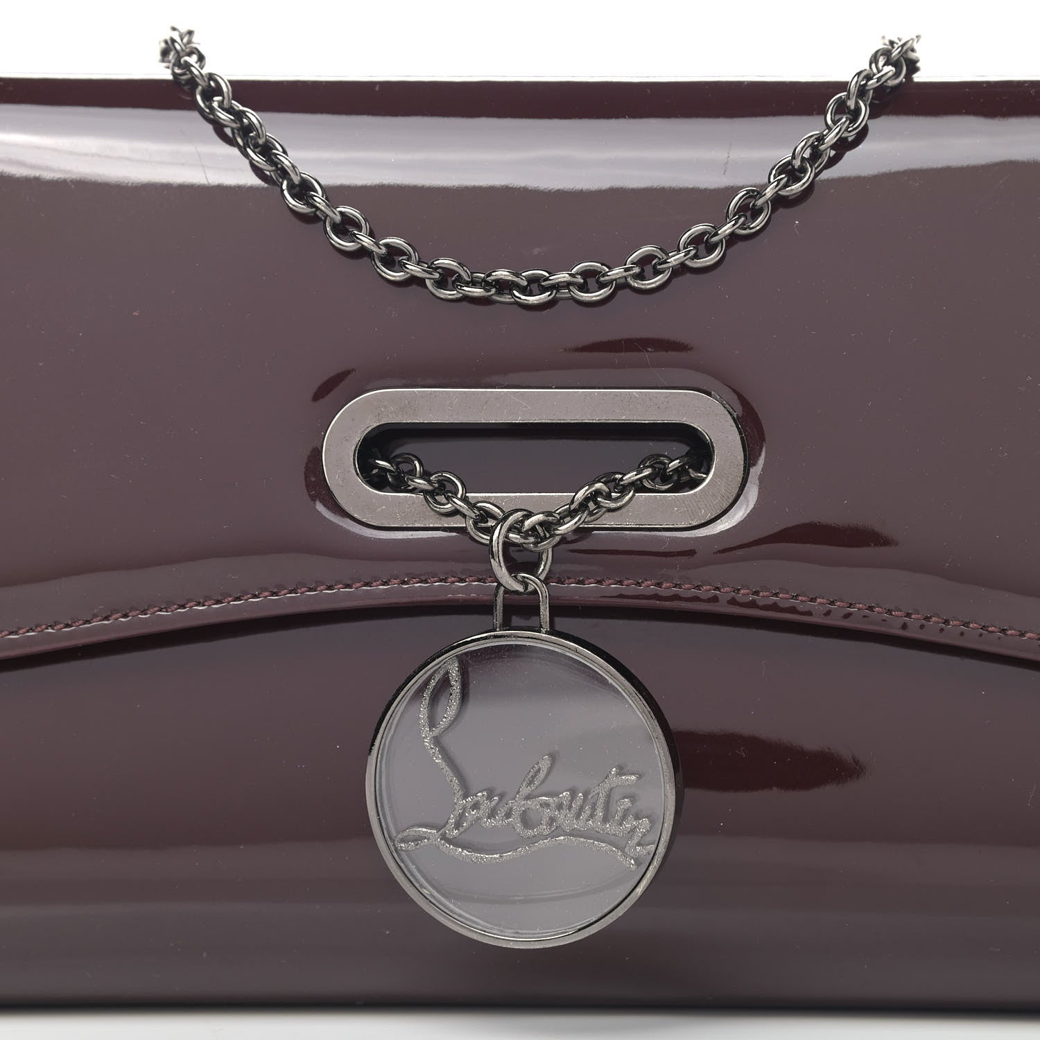 Christian Louboutin Patent Riviera Clutch Lie De Vin 6 of 11