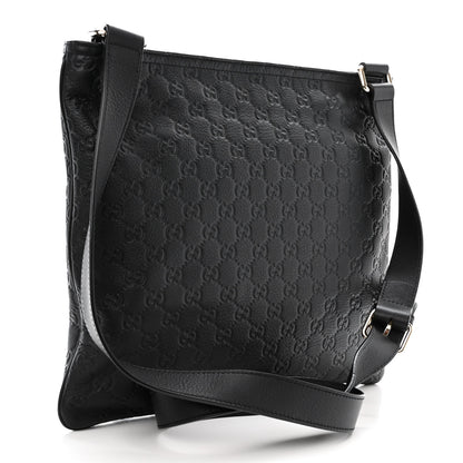 Gucci Guccissima Medium Flat Messenger Bag Black 3 of 11