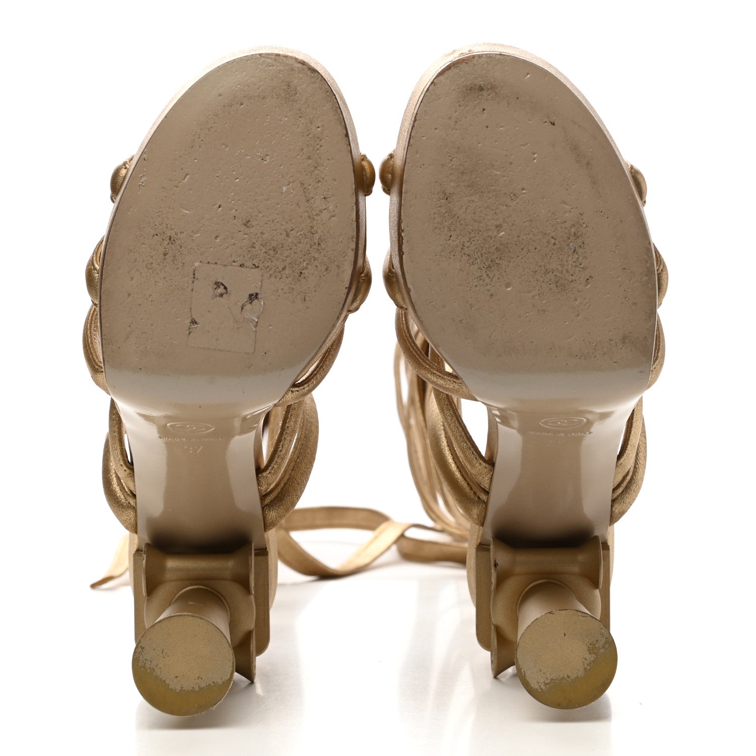 Chanel Laminated Lambskin Gladiator Sandals 37 Gold 5 of 15