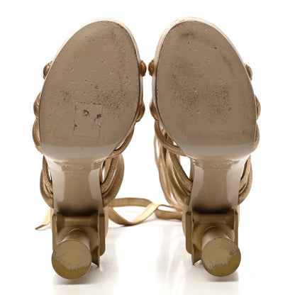 Chanel Laminated Lambskin Gladiator Sandals 37 Gold 5 of 15