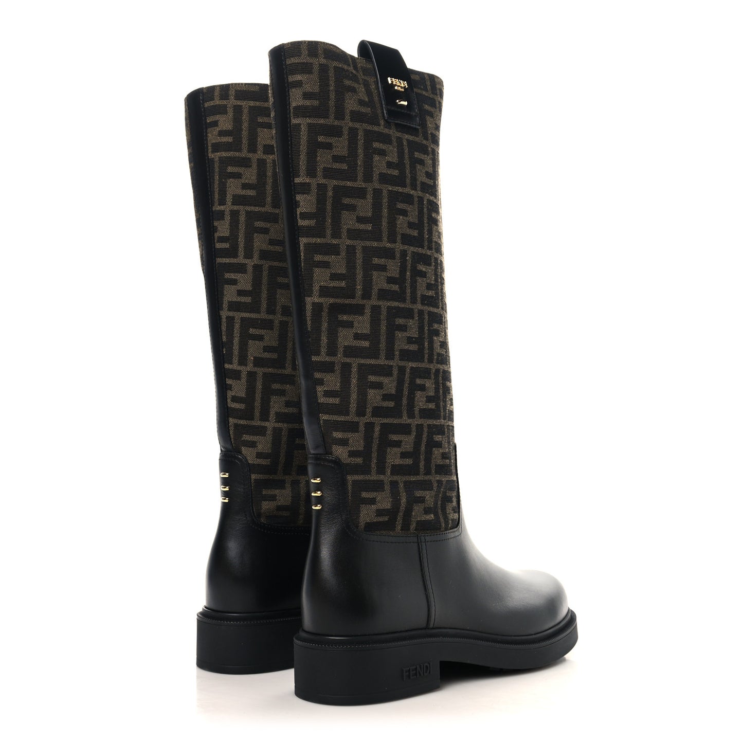Zucca Calfskin Flip Boots 39 Tobacco Black