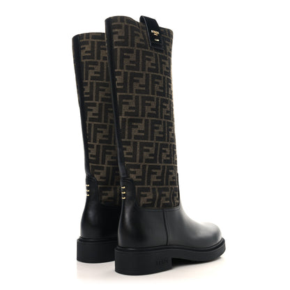 Fendi Zucca Calfskin Flip Boots 39 Tobacco Black 4 of 7