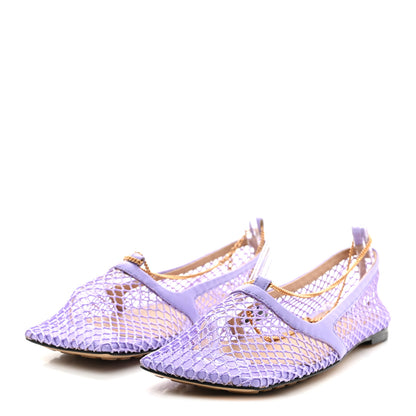 Bottega Veneta Mesh Calfskin Chain Stretch Ballerina Flats 37 Amethyst 4 of 9