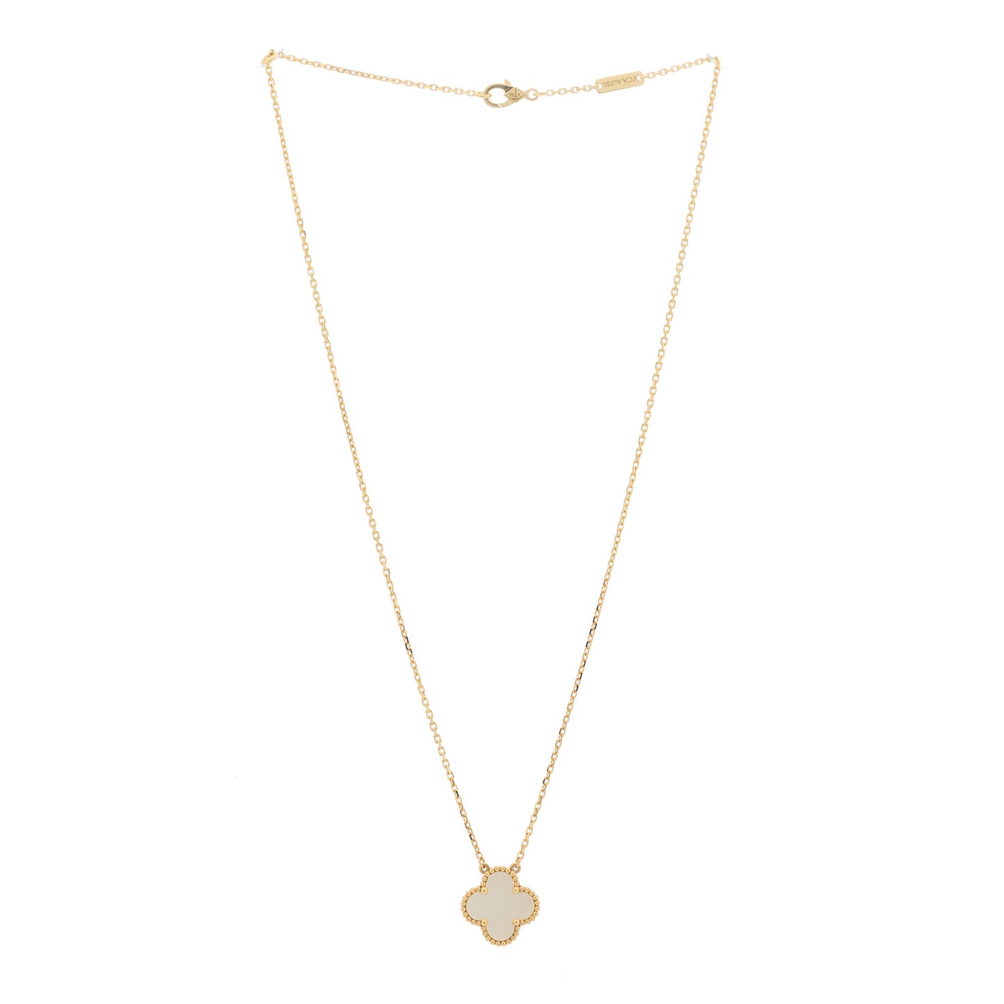18K Yellow Gold Mother of Pearl Vintage Alhambra Pendant Necklace