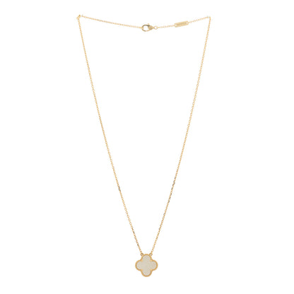 Van Cleef & Arpels 18K Yellow Gold Mother of Pearl Vintage Alhambra Pendant Necklace 3 of 6