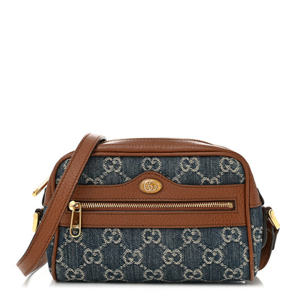 Gucci New Denim GG Monogram Dollar Calfskin Mini Ophidia Shoulder Bag Blue Tea Cuir Epilog 1 of 10