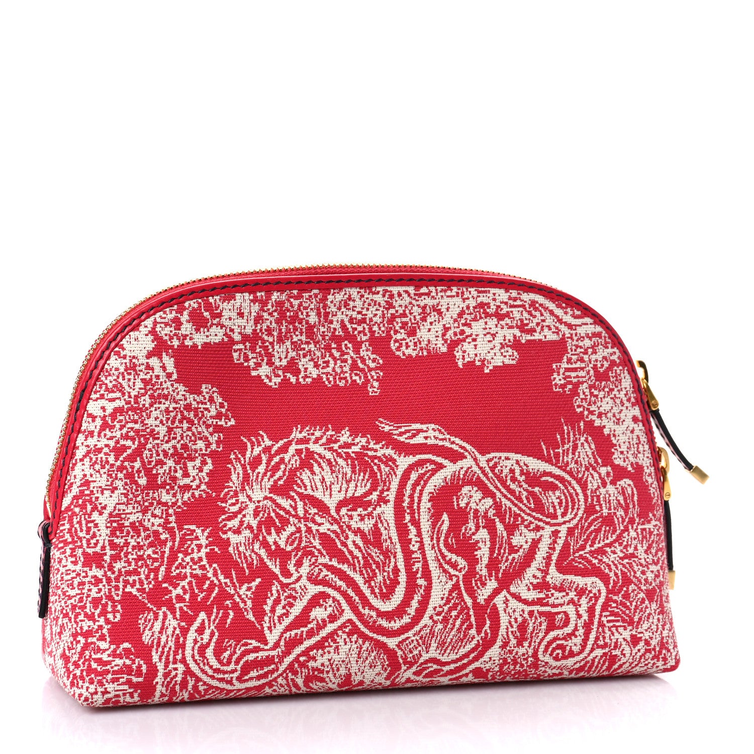 Christian Dior Embroidered Toile De Jouy 30 Montaigne Cosmetic Pouch Red 3 of 8