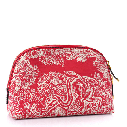 Christian Dior Embroidered Toile De Jouy 30 Montaigne Cosmetic Pouch Red 3 of 8