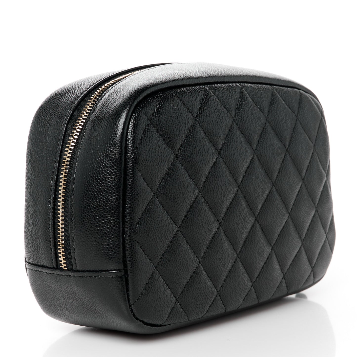 Caviar Quilted Medium Curvy Pouch Cosmetic Case Black
