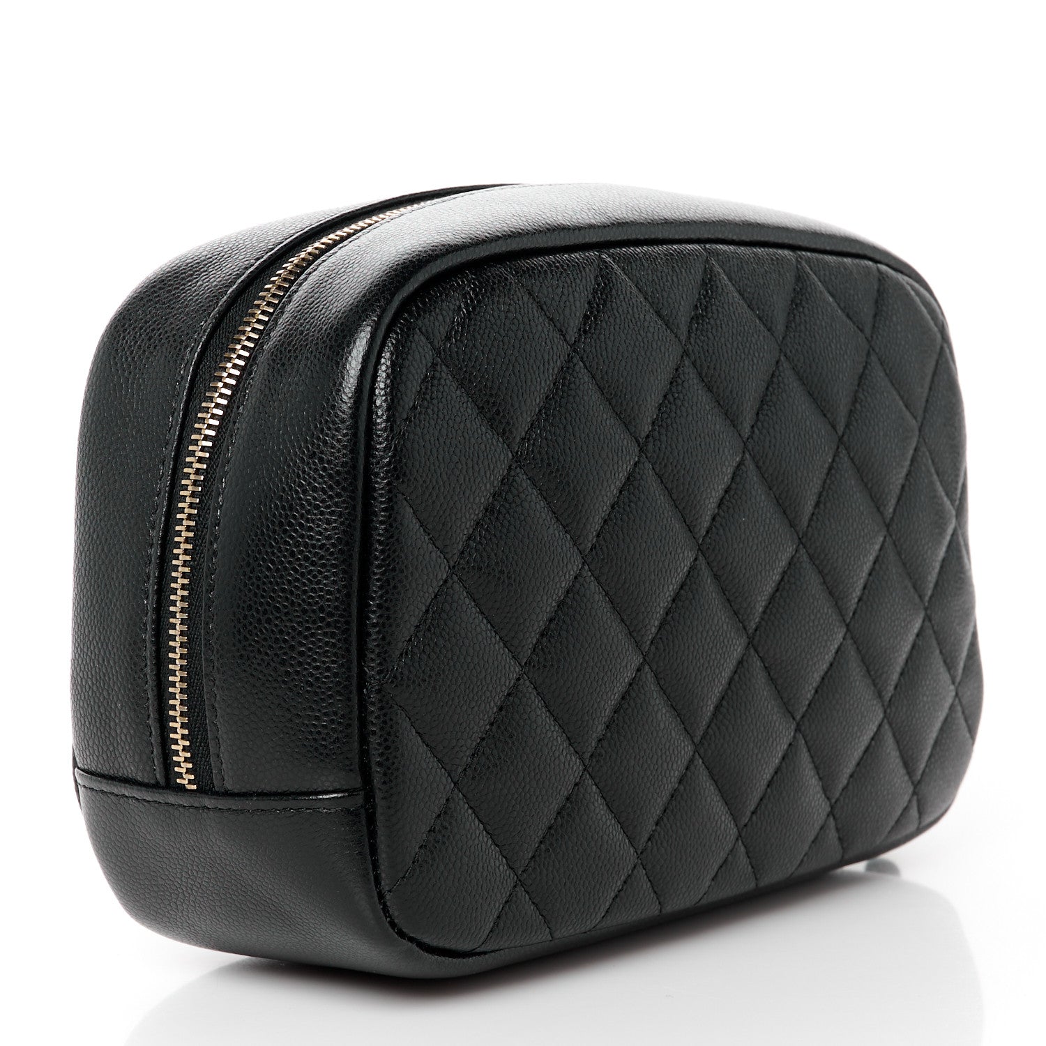 Chanel Caviar Quilted Medium Curvy Pouch Cosmetic Case Black 3 of 11