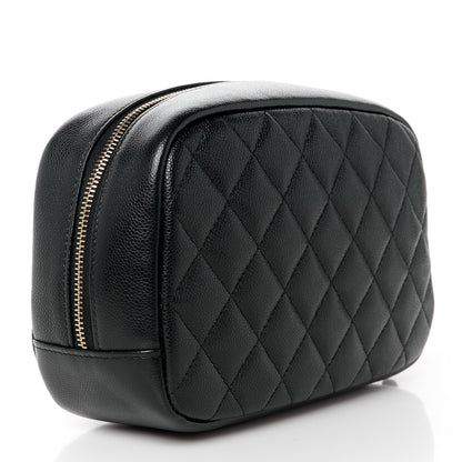 Chanel Caviar Quilted Medium Curvy Pouch Cosmetic Case Black 3 of 11