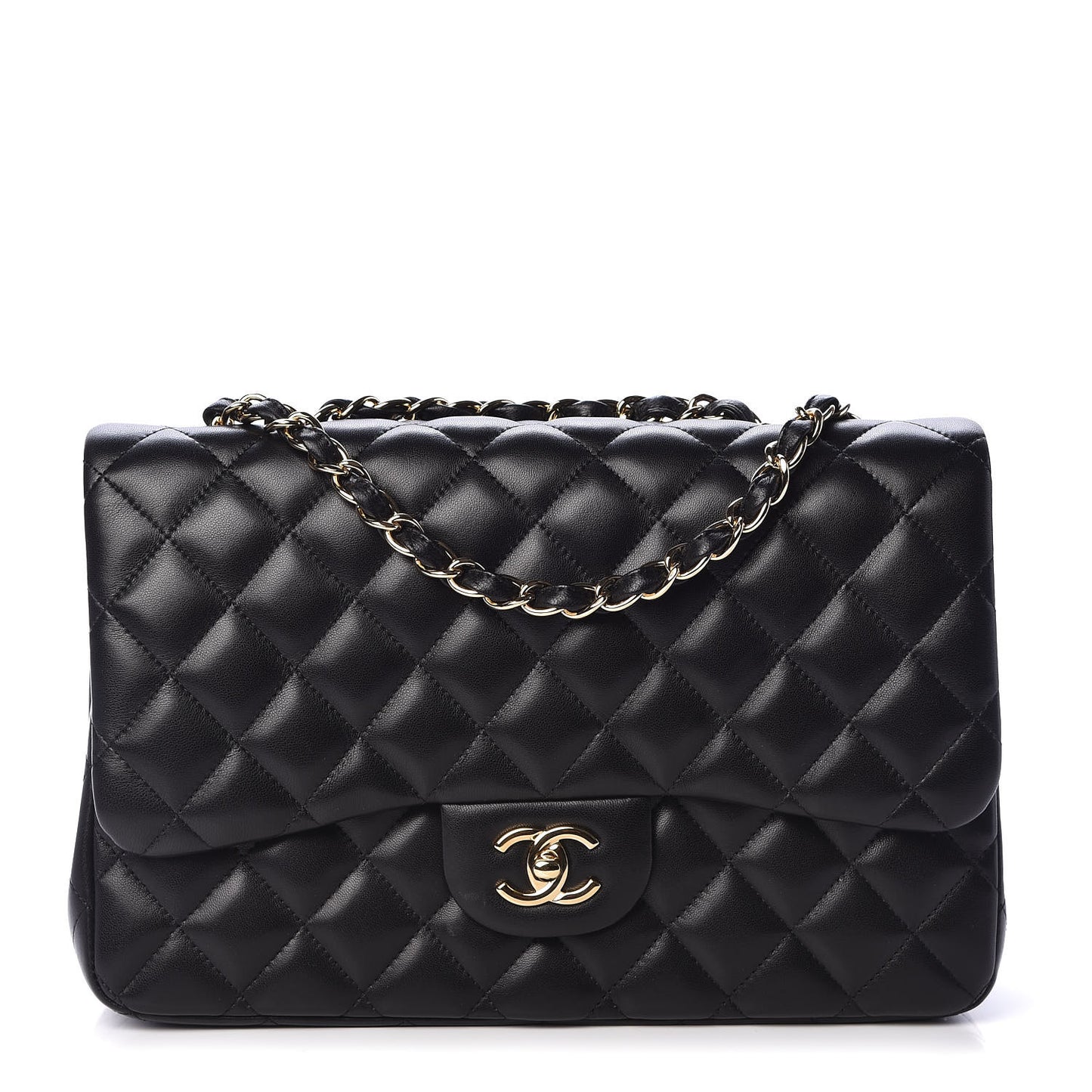 Lambskin Quilted Jumbo Single Flap Black