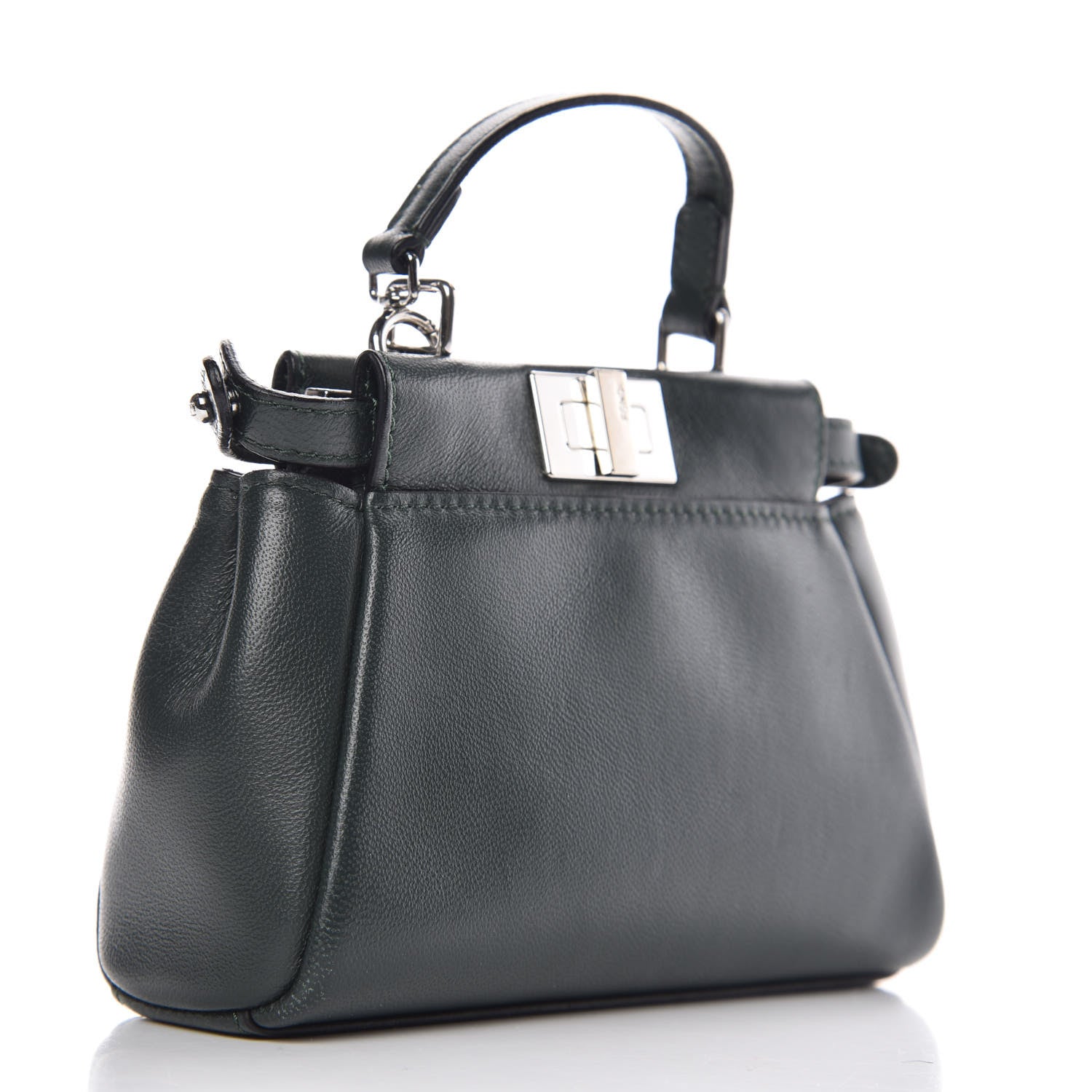 Fendi Shiny Nappa Micro Peekaboo Iconic Satchel Verde Prato 3 of 8