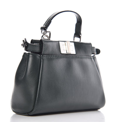 Fendi Shiny Nappa Micro Peekaboo Iconic Satchel Verde Prato 3 of 8
