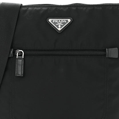 Prada Tessuto Nylon Saffiano Flat Messenger Bag Black 7 of 10