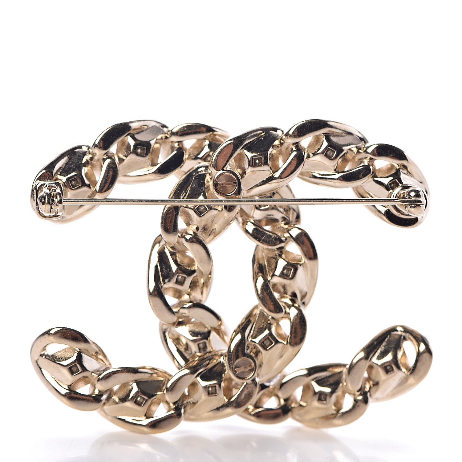 Chanel Crystal Chain CC Brooch Gold 3 of 5