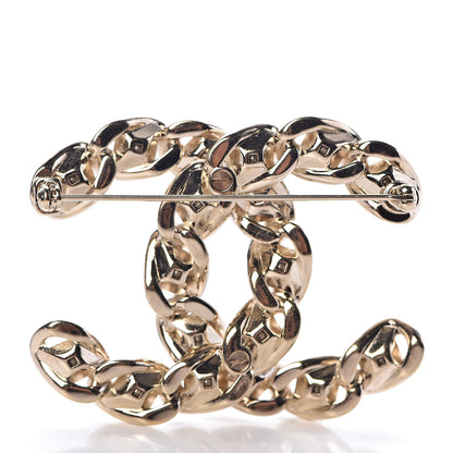 Chanel Crystal Chain CC Brooch Gold 3 of 5