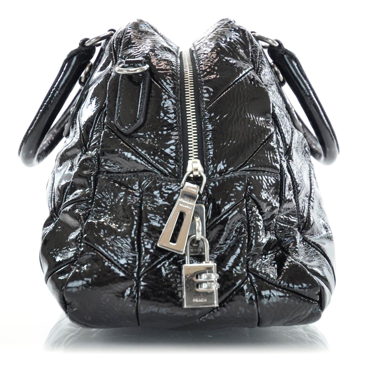 Vernice Chevron Dome Satchel Black