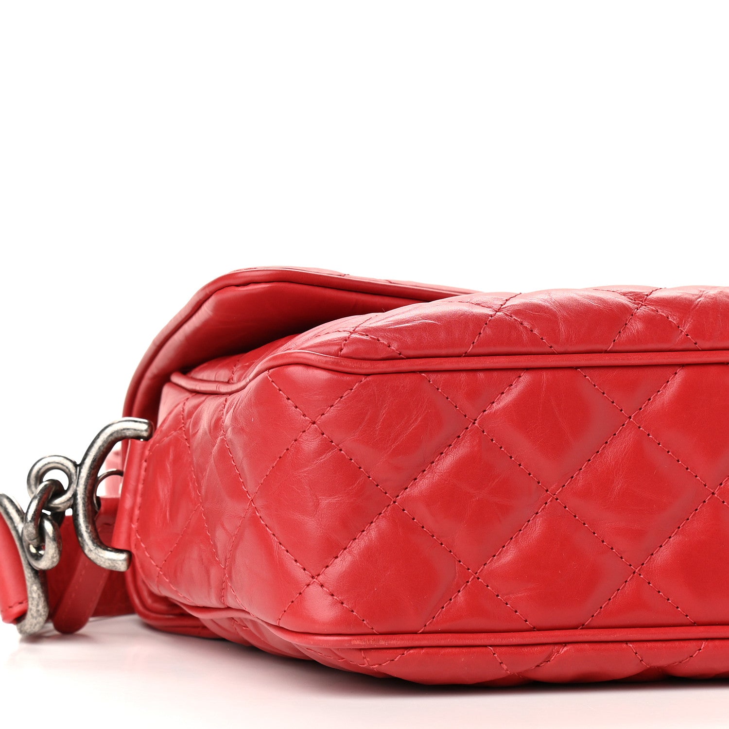 Chanel Crumpled Calfskin Quilted Medium Casual Rock Flap Red 8 of 9