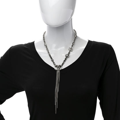 Chanel Crystal Pearl Chain Necklace Gray 2 of 5