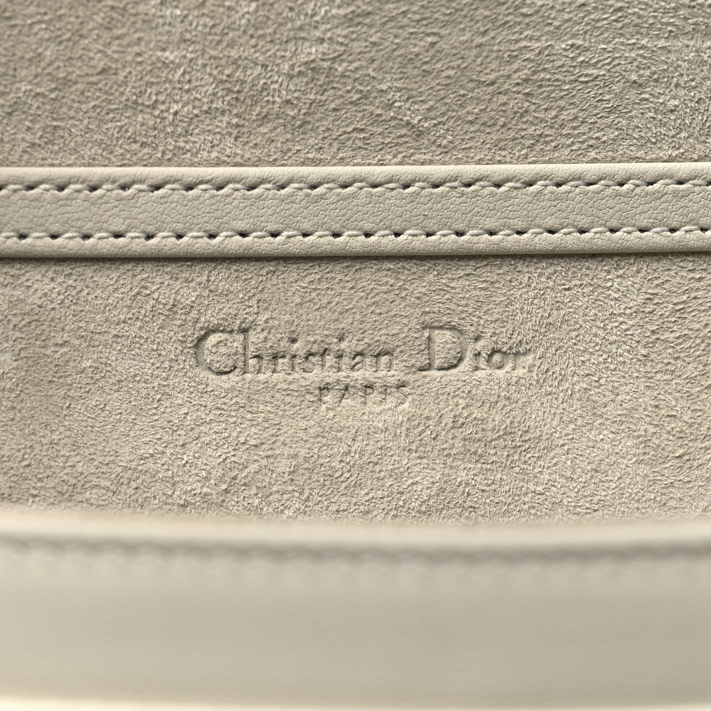 Ultra Matte Calfskin Studded Diorama Wallet on Chain Pouch Off White
