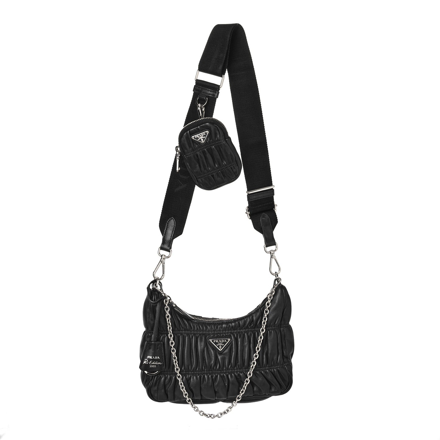 Nappa Gaufre Re-Edition 2005 Shoulder Bag Black