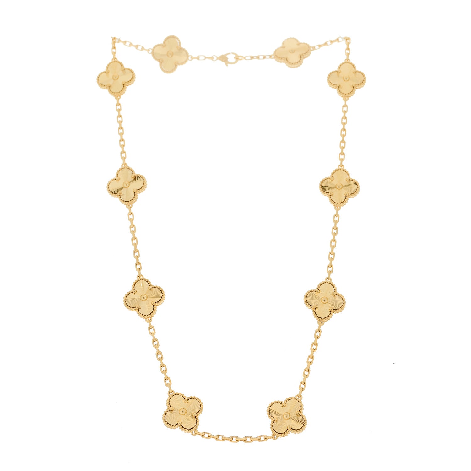 Van Cleef & Arpels 18K Yellow Gold 10 Motifs Guilloche Vintage Alhambra Necklace 3 of 7