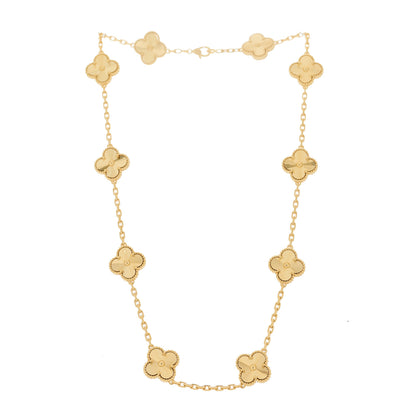 Van Cleef & Arpels 18K Yellow Gold 10 Motifs Guilloche Vintage Alhambra Necklace 3 of 7