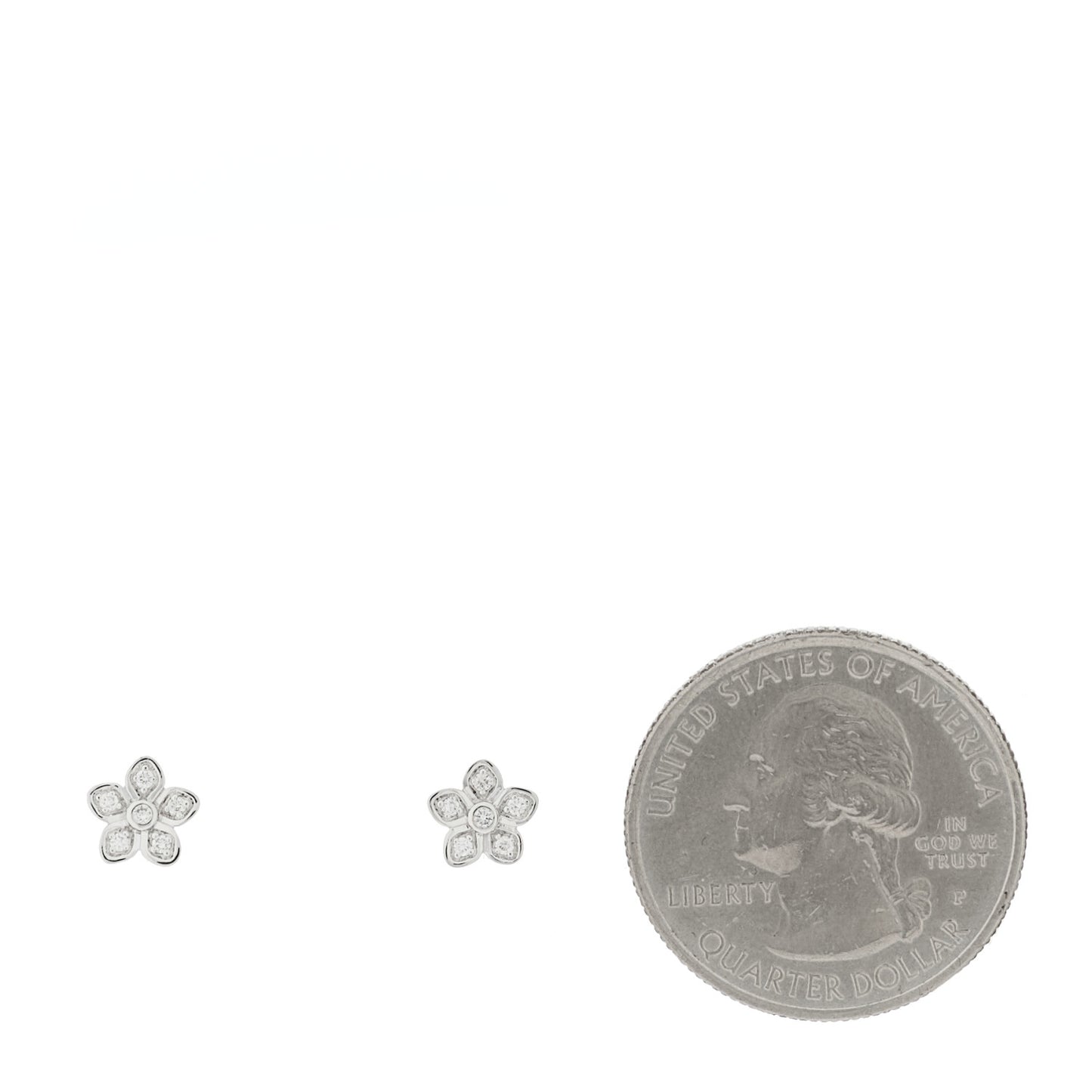 18K White Gold Diamond Petite Pave Flower Earrings
