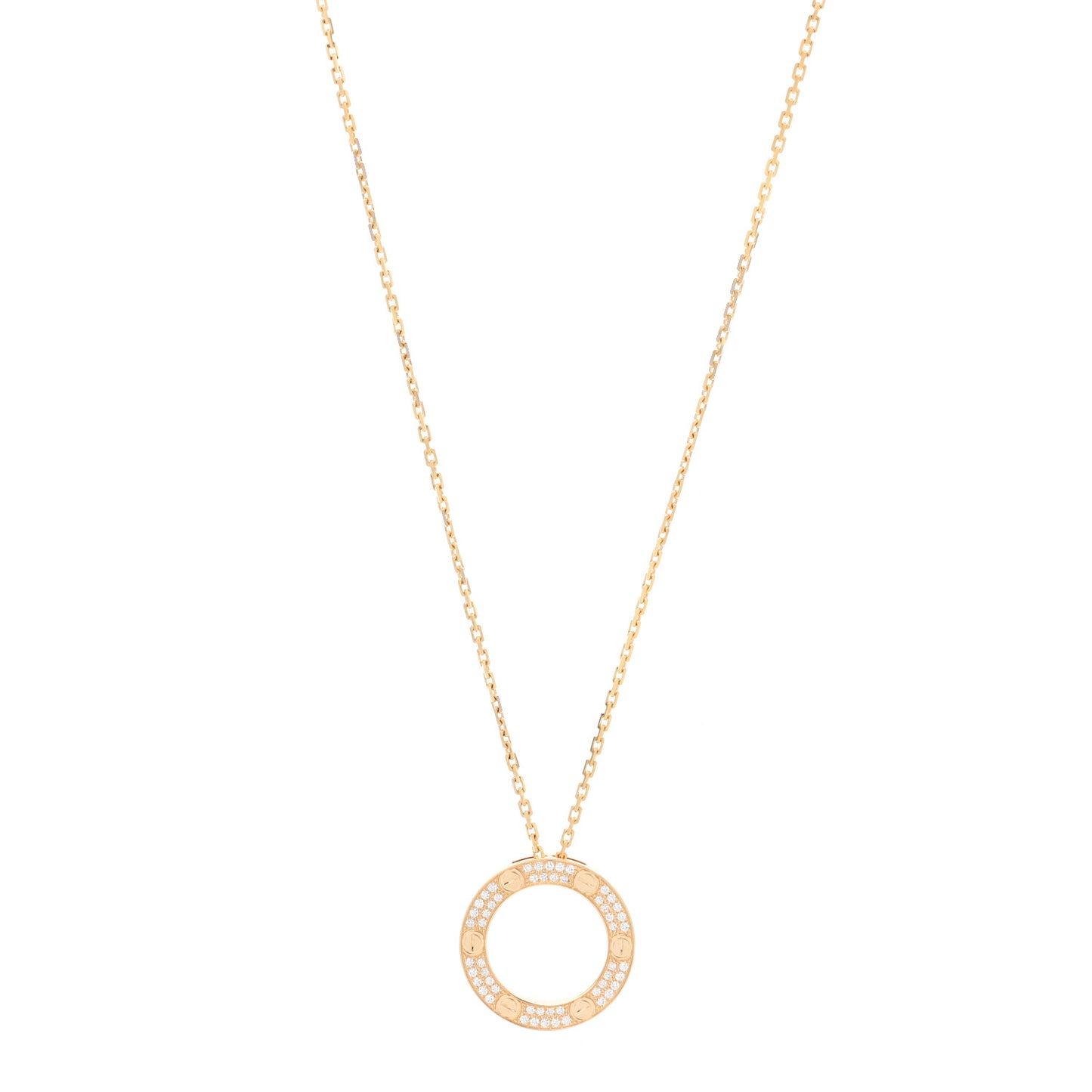 18K Yellow Gold Diamond LOVE Paved Necklace