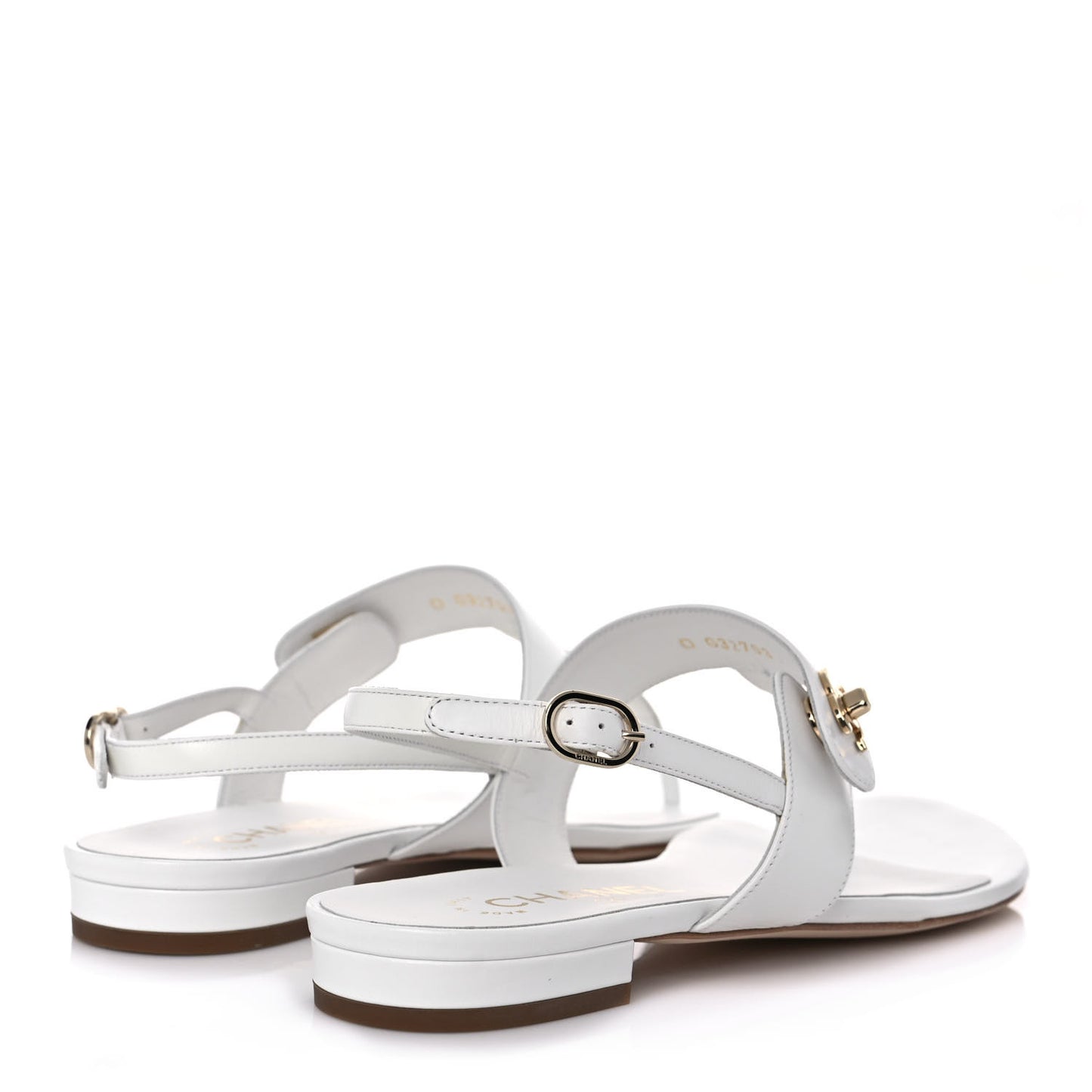 Lambskin CC Thong Sandals 38.5 White